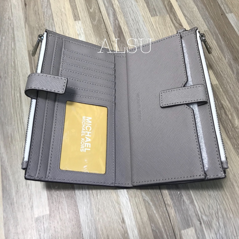 Michael Kors Doublezip Wris Wallet MiniLogo White - Picture 5 of 8